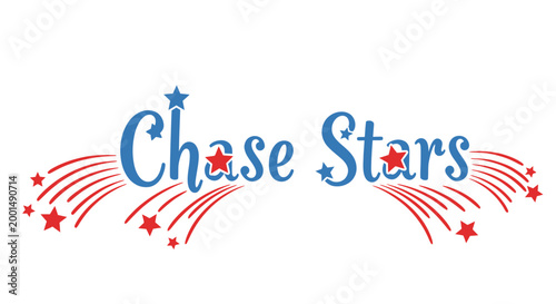 Chase Stars, Fireworks Text, Red Blue Vector Logo, Sparkler Typography