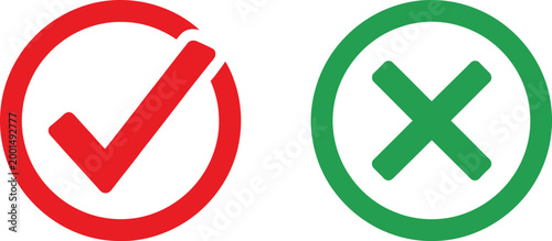 Check mark and cross sign icons Vector
