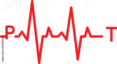 Red heart pulse ekg line Vector