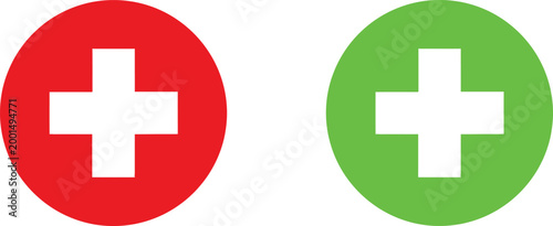 Red and green plus signs Vector