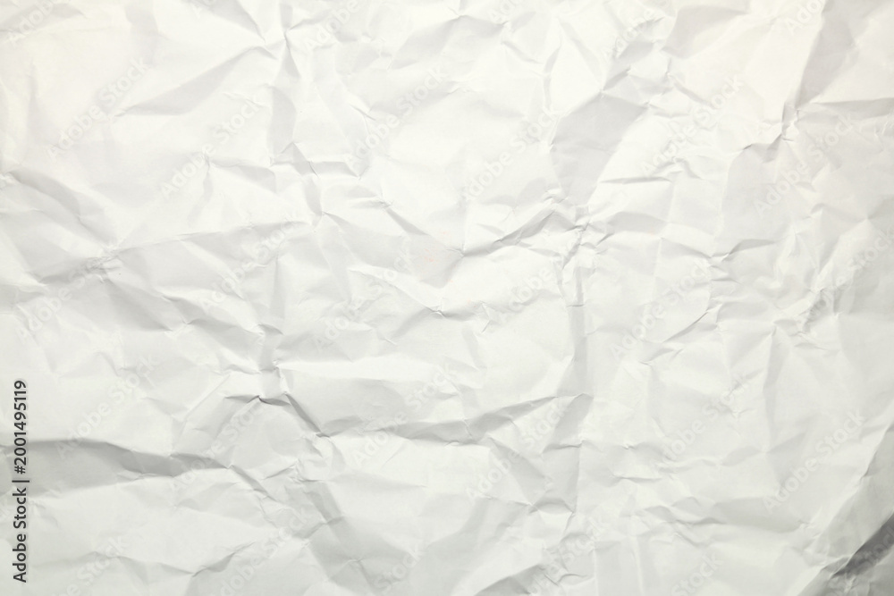 Fototapeta premium White Crumpled Paper Texture Background with Abstract Wrinkled Creased Surface and Copy Space