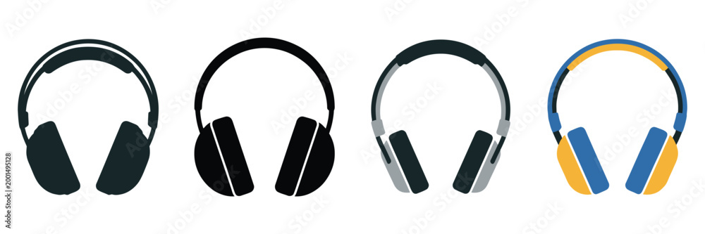 Obraz premium Modern Headphone Icon with Simple and Elegant Design, Minimal Audio Symbol for Music, Entertainment, Podcast, and Streaming Applications, Clean Vector Illustration for UI and App Interfaces