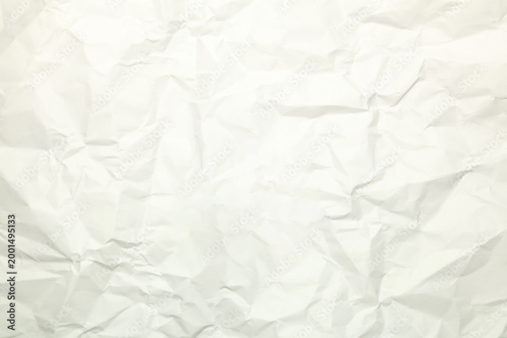 Naklejka premium White Crumpled Paper Texture Background with Abstract Wrinkled Creased Surface and Copy Space