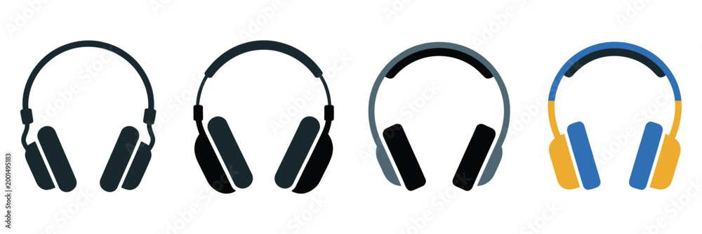 Obraz premium Modern Headphone Icon with Simple and Elegant Design, Minimal Audio Symbol for Music, Entertainment, Podcast, and Streaming Applications, Clean Vector Illustration for UI and App Interfaces