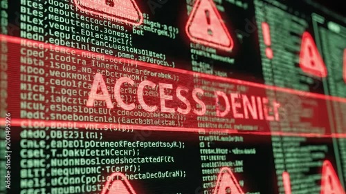 Abstract Cyber Attack Concept with Code Glitch and Warning Sign