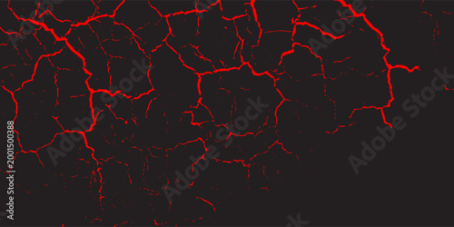 Vibrant Red Cracked Pattern on Dark Background Texture Closeup