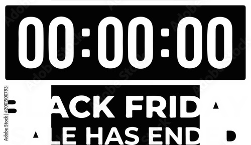 Black Friday sale has ended countdown timer graphic design.