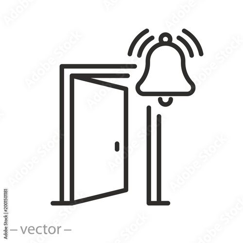 Opening Door Warning Icon. Reminder Close the Door. Outline Vector and Glyph.