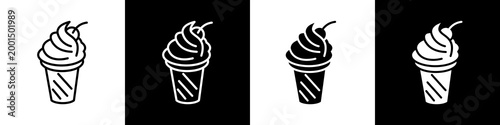 Ice Cream black and white icon design concept