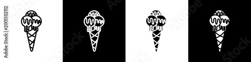 Ice Cream black and white icon design concept