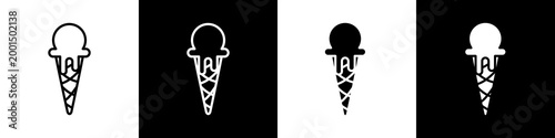 Ice Cream black and white icon design concept