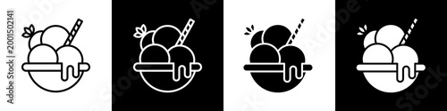 Ice Cream black and white icon design concept