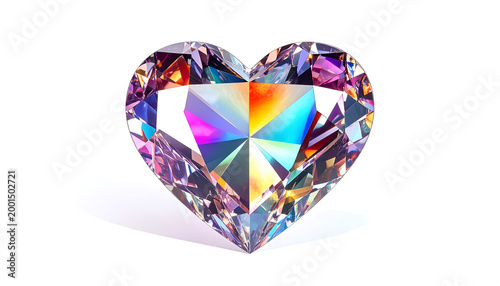 Heart Shaped Diamond with Rainbow Refractions.