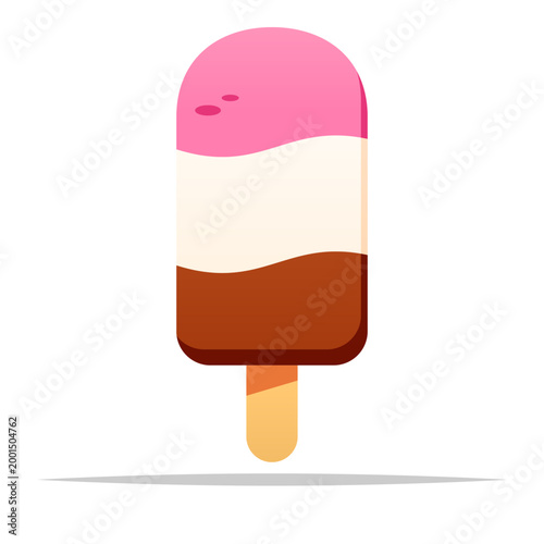 Three layers ice cream vector isolated illustration