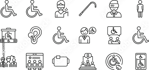 Disability and Accessibility Icons - Wheelchair, Assistance, and Support Services