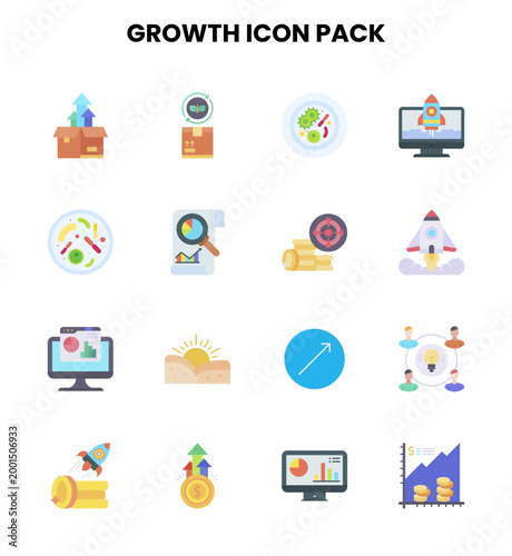 Growth Flat Bundle Icons Pack