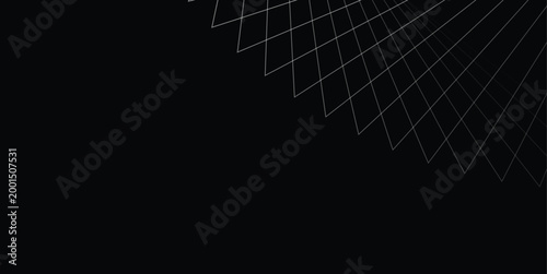 Abstract Radial Geometric Line Background with Corner Perspective in Minimal Black and White Design
