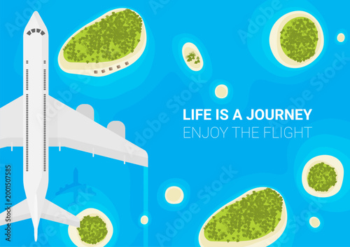 Plane or airplane in the sky vector illustration in flat style