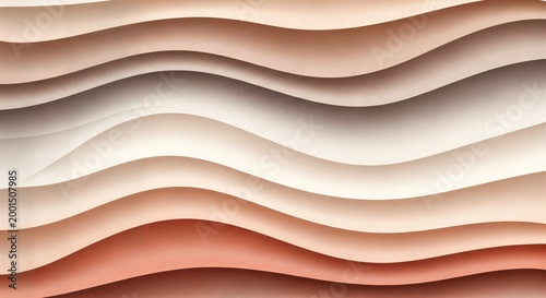 Layered abstract wavy forms in warm neutral tones with soft lighting and shadow