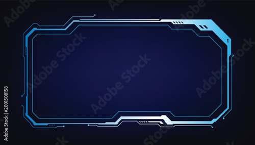 Futuristic Tech Interface: A striking, geometric interface design rendered in vibrant shades of blue, exuding an aura of innovation and advanced technology. The frame presents a sleek.