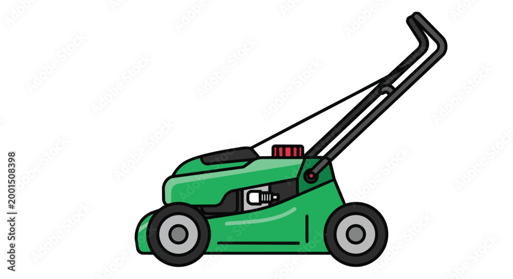 Fototapeta premium Professional Green Lawnmower Vector Illustration for Garden Maintenance and Landscaping Services