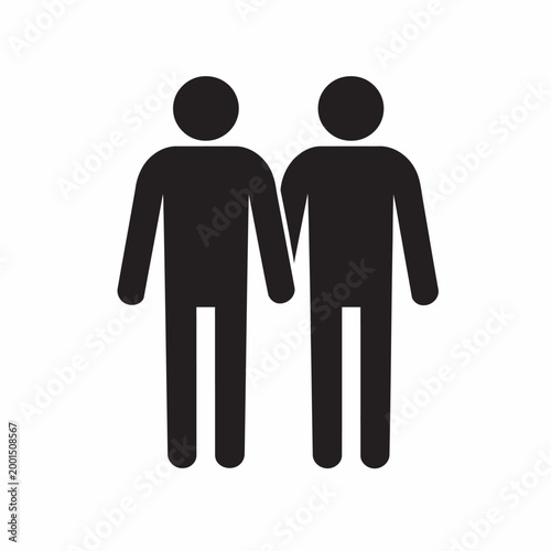 Two People Standing Together Simple Icon.