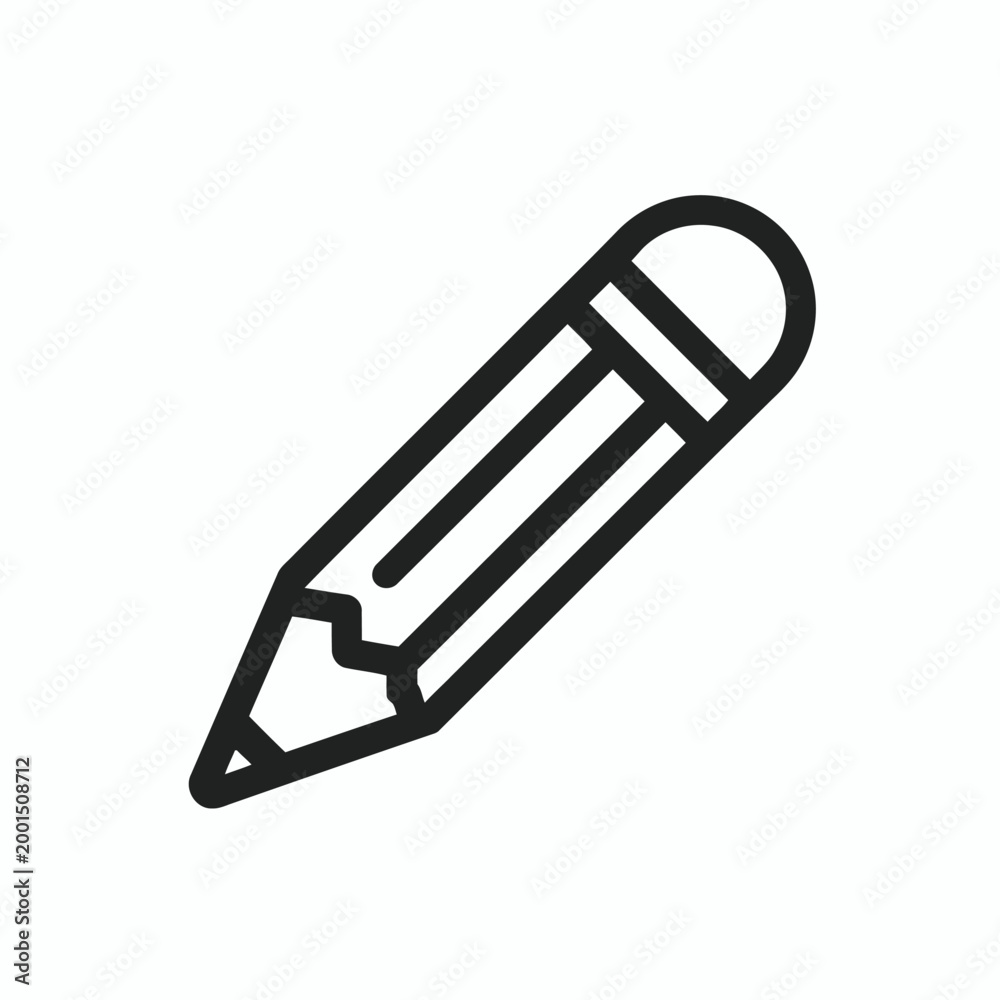 Fototapeta premium Black Pencil Icon Illustration on White.