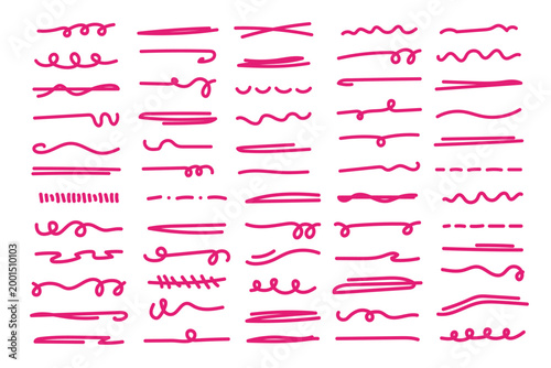 Bilde på lerret Line marker set, hand drawn accentuation brush stroke accents