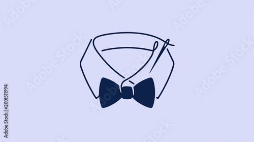 Minimalist hand drawn sketch of a classic bow tie and shirt collar.