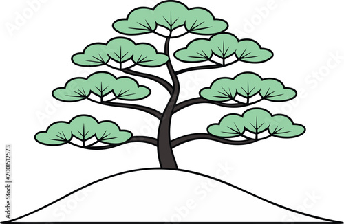 Billede på lærred Cultural Chinese Ink Wash Style Tree Design