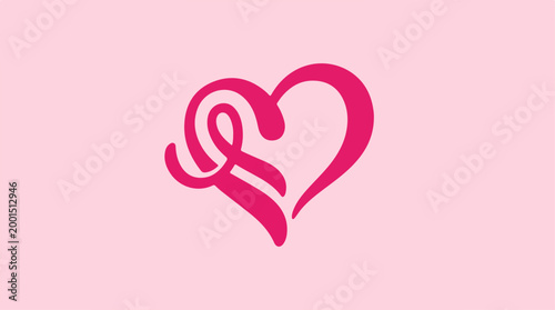 Pink heart shaped ribbon logo design.