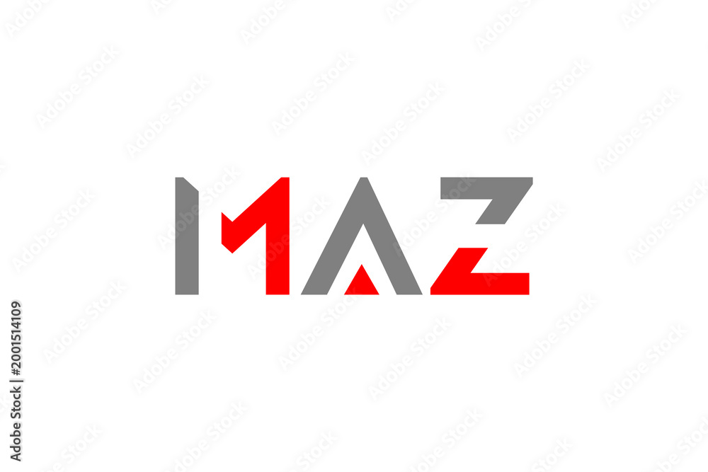 Obraz premium MAZ Modern Monogram Logo: Bold Red and Grey Stylized Geometric Lettermark for Professional Branding