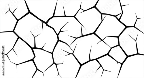 Black and white cracked surface texture vector pattern design