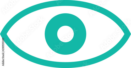 Minimalist teal eye icon representing digital surveillance security vision and modern technology design for branding