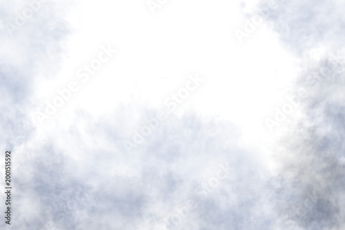 Smoke or fog, blue transparent smoky frame. Watercolor illustration. Grey clouds, a hand-drawn drawing for postcards and invitations, isolated against a background