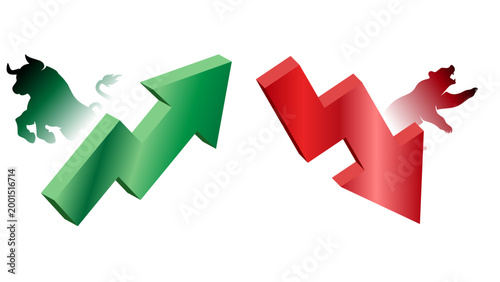Bull market and bear market financial symbol