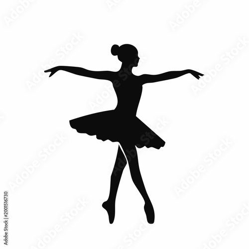 Silhouette of a Ballerina in a Tutu Performing a Dance Pose