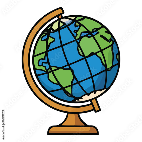 Educational globe illustration representing global exploration and geographical understanding