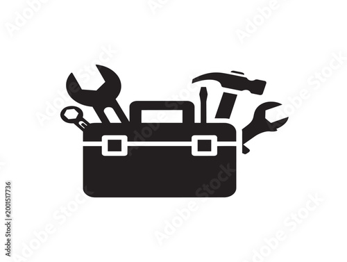 Foto tool kit icon with tools vector illustration