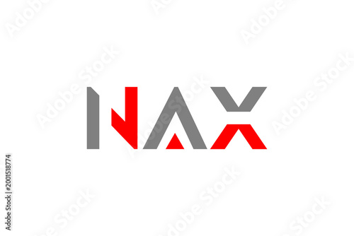 Free Download Cyber-Chic NAX Monogram: Radical Red & Slate Geometric Typeface for AI Tech and High-Speed Logistics - GFXLoad