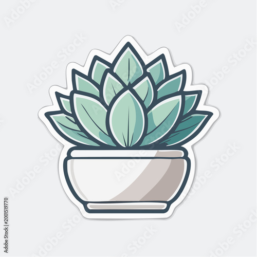 Stylized Illustration of a Potted Succulent Plant