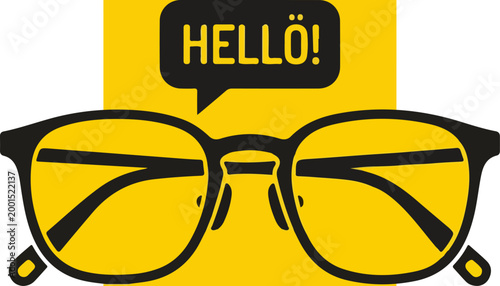 Glasses with yellow lenses and frame.