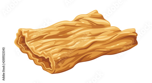 Dried Bean Curd Skin Fuzhu Vector Illustration for Asian Cuisine, Vegan Soy Protein Ingredient, Isolated on White Background