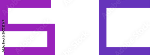 Minimalist purple geometric letters S and C isolated on white background for modern branding illustration