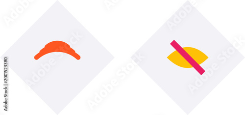 Minimalist flat icons representing private browsing data security and hidden user identity toggle switch illustration