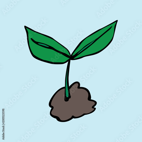 Small plant sprout growing from soil, simple eco illustration