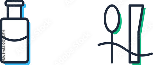 Sustainable lifestyle icons featuring a reusable steel water bottle and eco friendly bamboo cutlery illustration