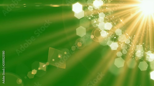 A vibrant green background is illuminated by a bright, radiating sunburst effect, creating a dynamic and visually appealing abstract image.