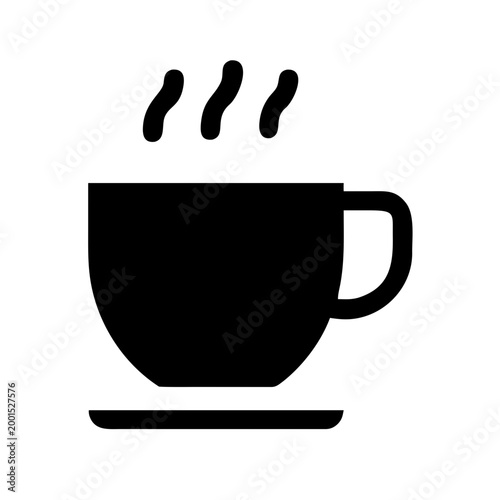Black coffee cup with steam on a saucer Vector