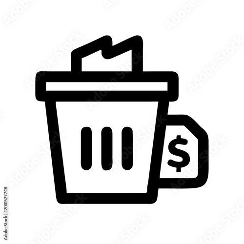 Trash can icon with price tag and receipt symbol Vector